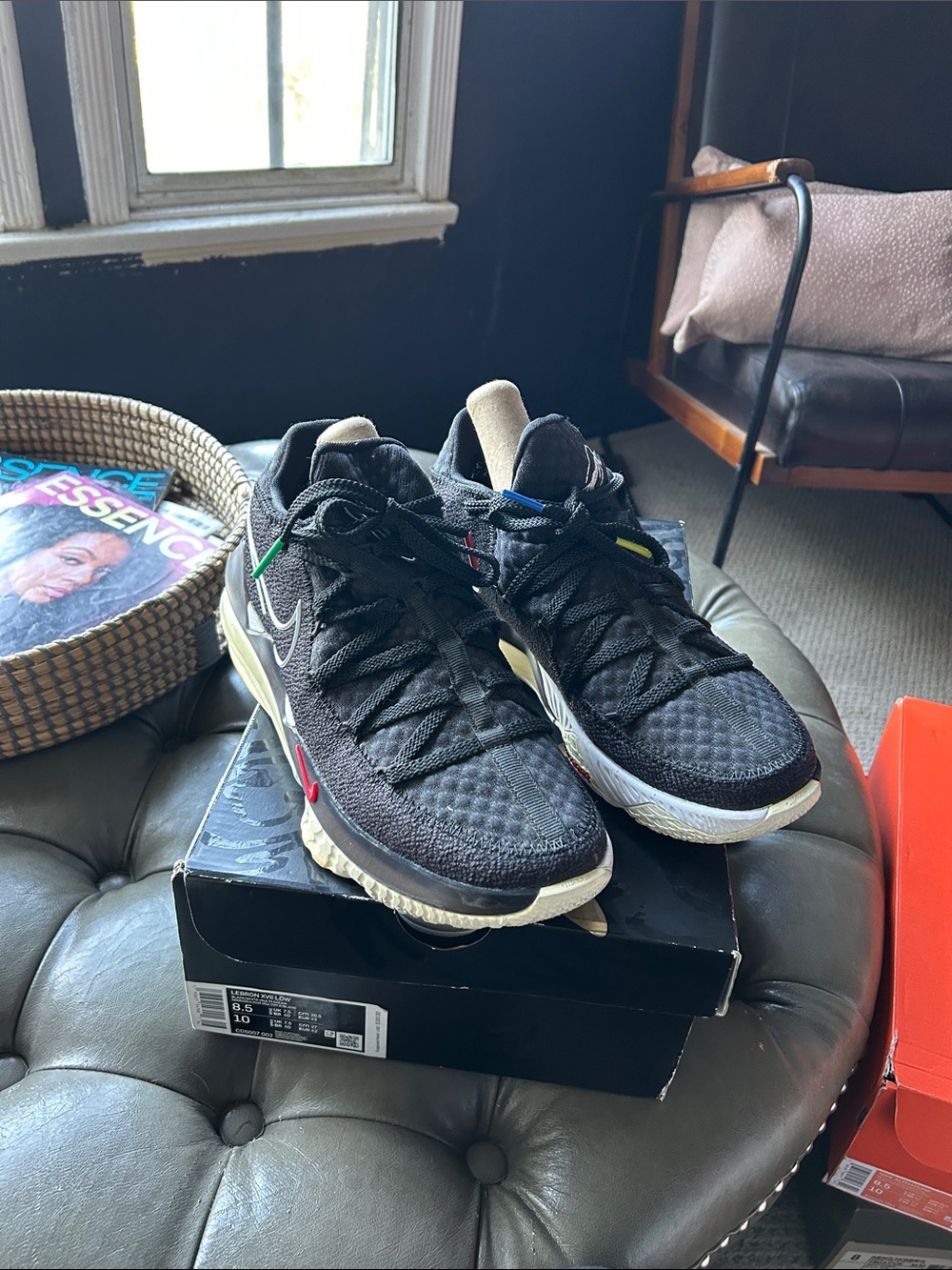 Nike Black Knit Sneakers with White Midsole and Multicolor Tabs